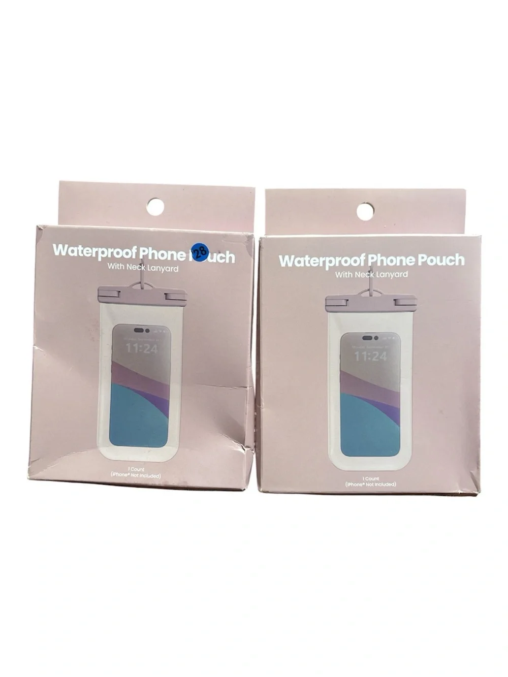 2 pack Universal Waterproof Phone Pouch with Neck Lanyard - Pink